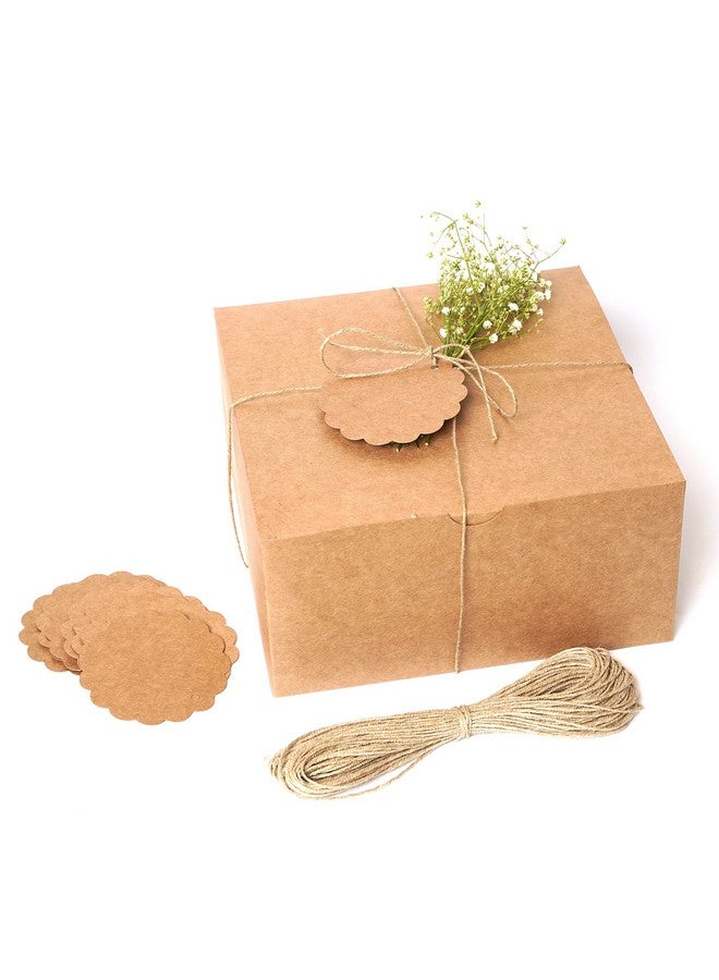 Kraft Gift Boxes 10 Pack 8X8X4 Inches Thick Kraft Paper Boxes With Lids Tags & Jute Rope For Gifts Wedding Favours Bridesmaid Proposals Cupcakes Crafting