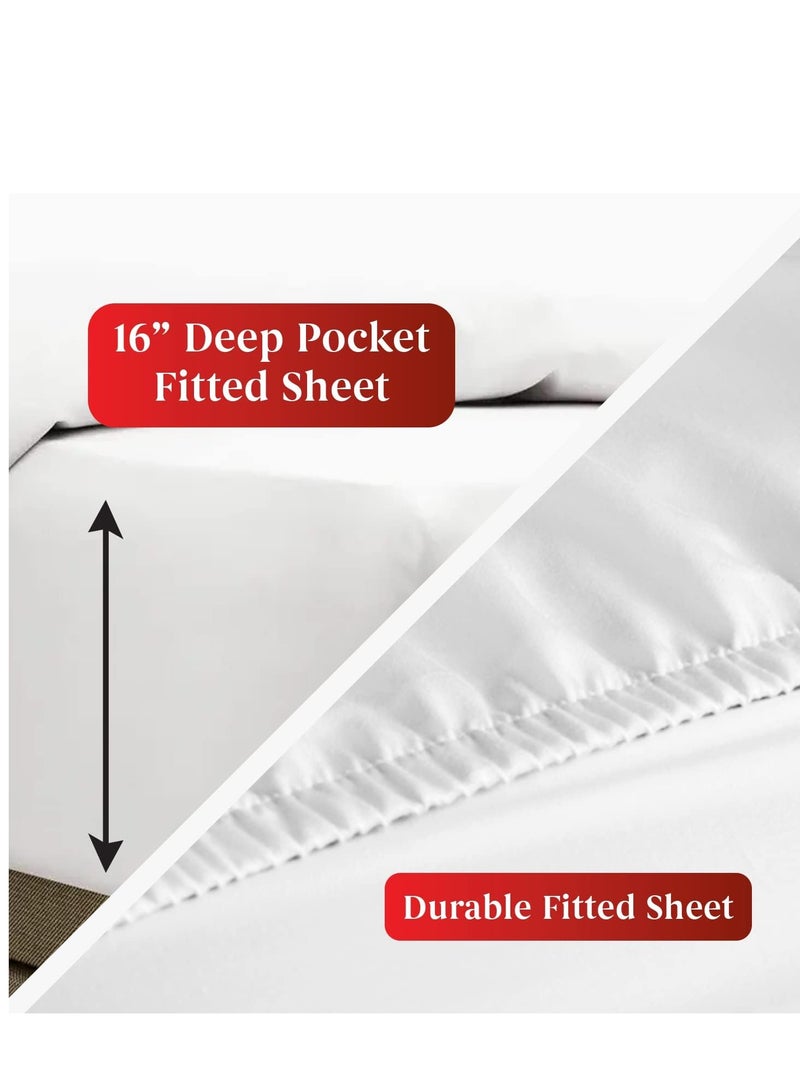 Lightweight Super Soft Easy Care Microfiber 4-Piece Bed Sheet Set with 35.56 CM Deep Pockets, King,