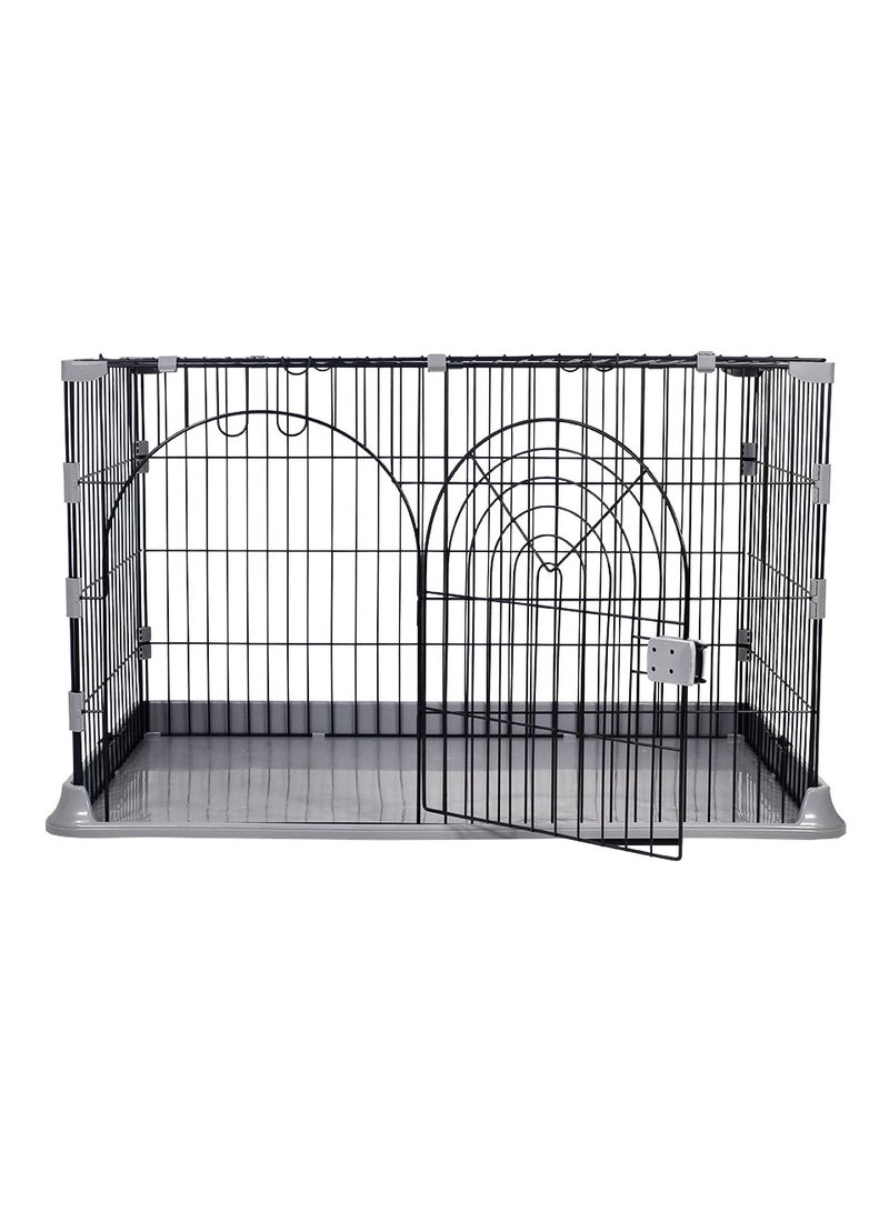 Cat cage, Arched door design, Base widening buckle and door with push-pull switch, Indoor cat cage, Suitable for multiple cats, Easy to assemble and fordable cage (Black/gray)