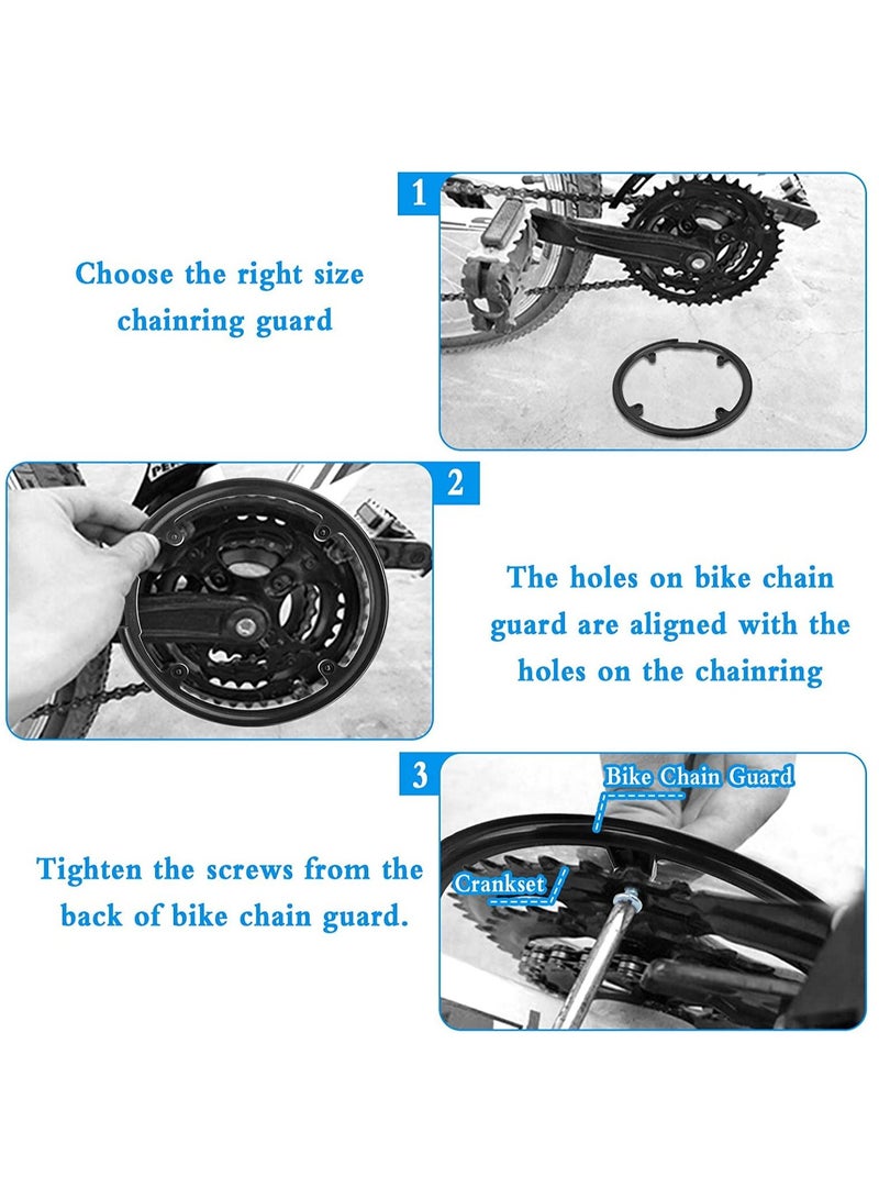 2 PCS Bike Chain Guard Protector, Bicycle Sprocket Cover Chain Wheel Crankset Guard Protector 42/44T Chainring Guard Plastic Chain Wheel Protector Cover Accessories for Mountain Bike, Black