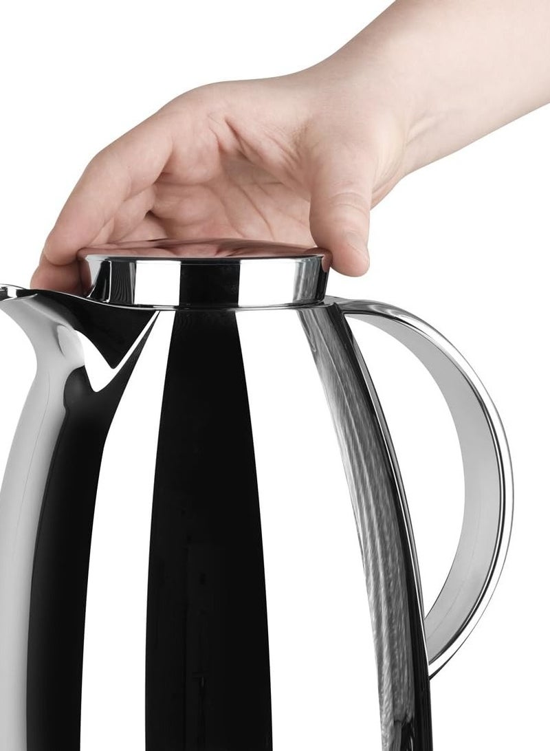 Emsa Auberge Vacuum Jug  Chrome 1Litre    Hot for 12 hours and cold for 24 hours Vaccum Jug Flask made in Germany Leak Proof