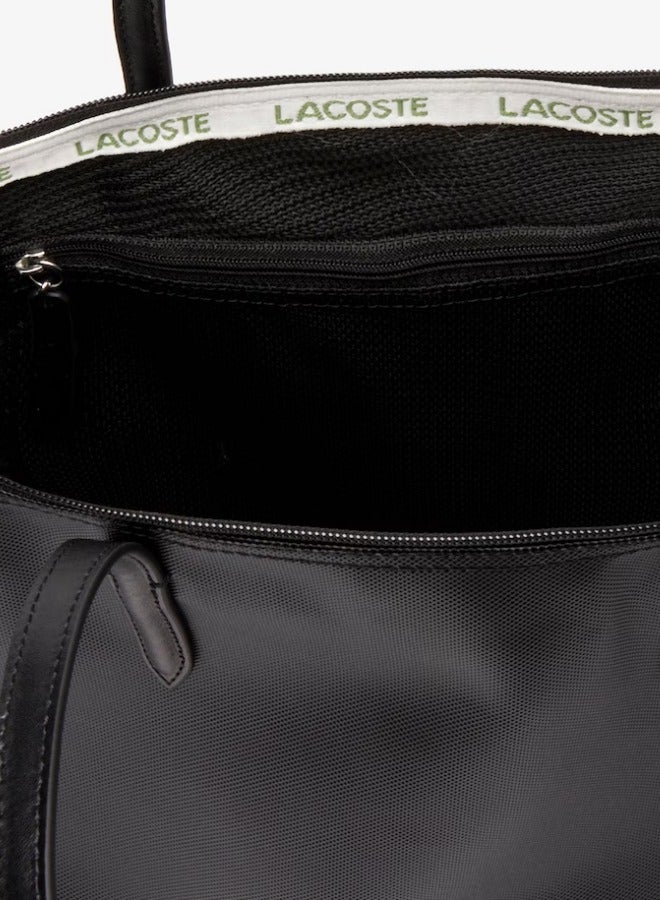 Lacoste Women's L12.12 Concept Fashion Versatile Large Capacity Large Size Zipper Handheld Shoulder Bag Tote Bag Large Black 45cm * 30cm * 12cm
