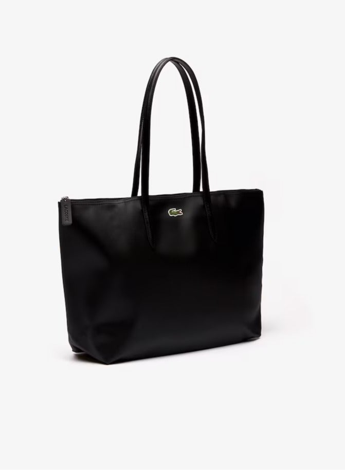 Lacoste Women's L12.12 Concept Fashion Versatile Large Capacity Large Size Zipper Handheld Shoulder Bag Tote Bag Large Black 45cm * 30cm * 12cm