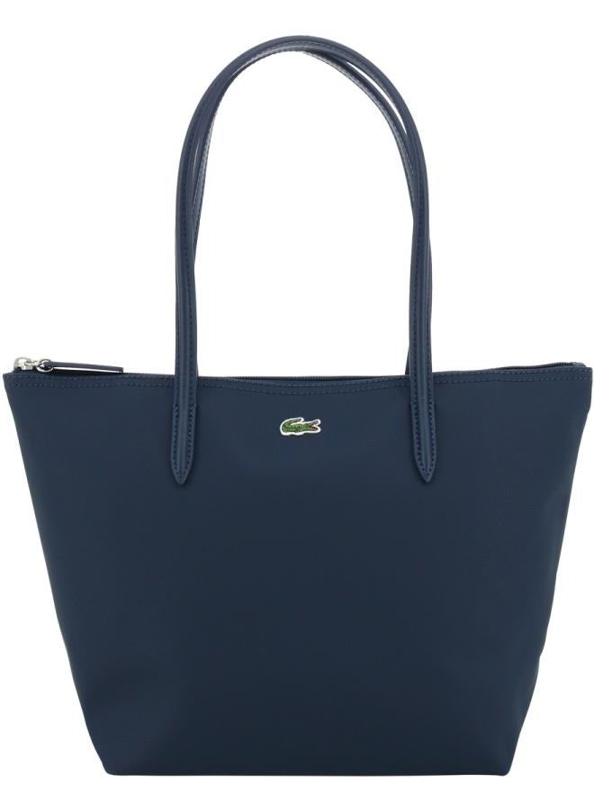 Lacoste Women's L12.12 Concept Fashion Versatile Large Capacity Zipper Handbag Tote Bag Shoulder Bag Medium Dark Blue