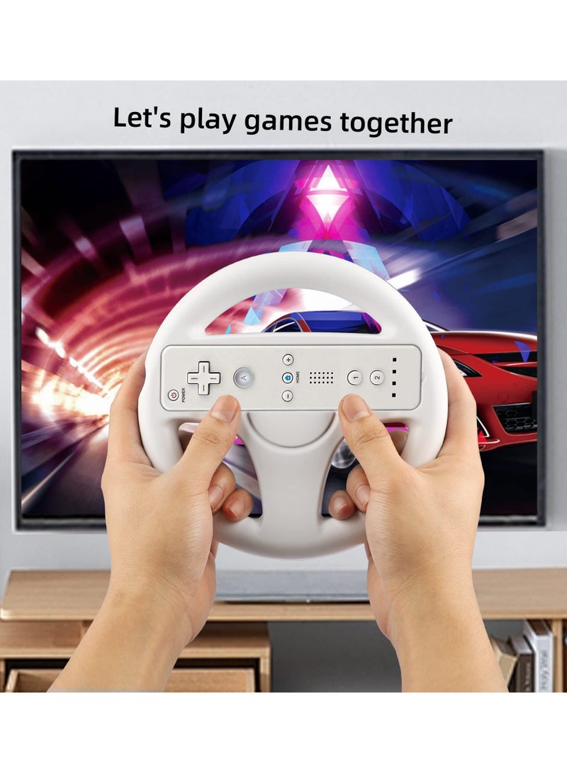 Steering Wheel for Nintendo Wii and Wii U Remote Controller, 2 Pack Racing Wheels Games Accessories for Mario Kart, Game Controller Wheel for Nintendo Wii Remote Game (White)