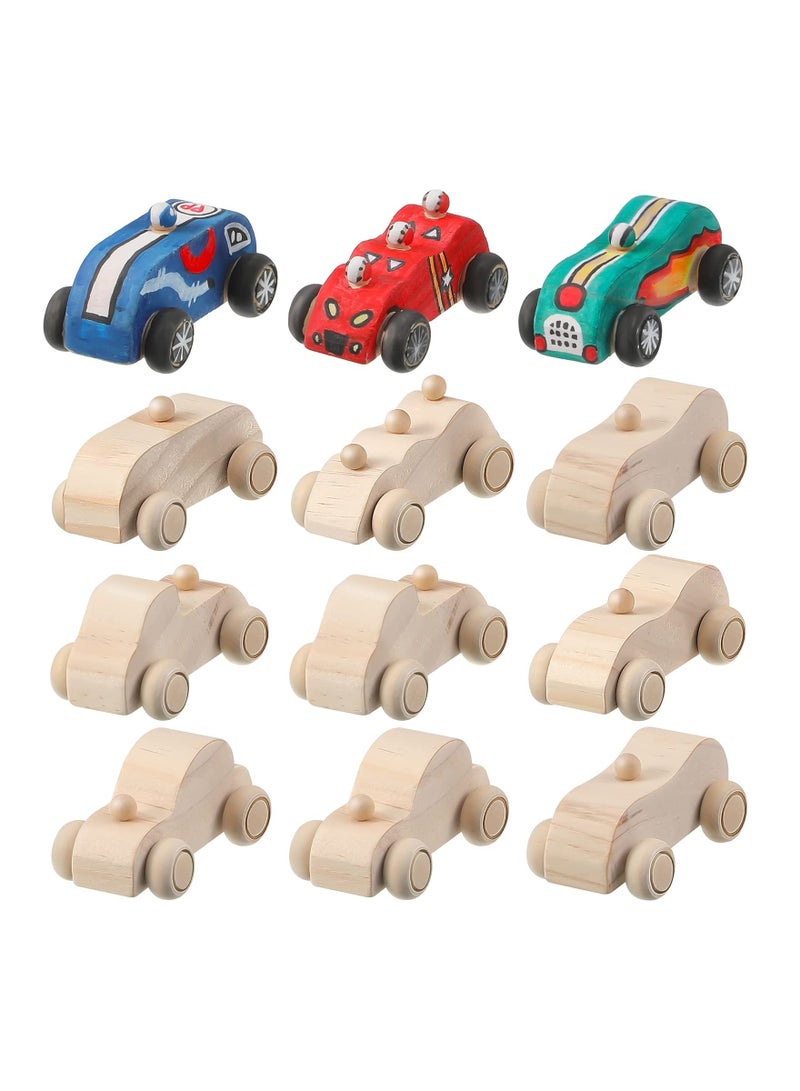 12 Pieces Unfinished Wooden Cars, Wood Diy Car Toys Wooden Car Crafts For Students Home Activities, Easy Woodworking And Family Time Set Painting Your Own Wood Car