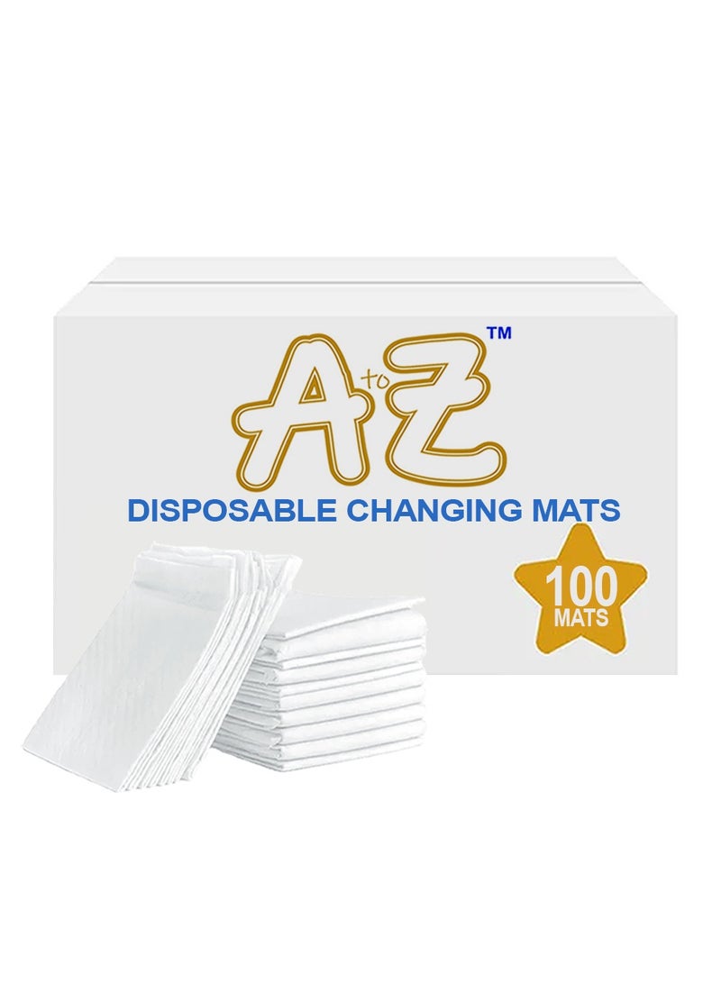 A to Z - Disposable Changing Mat size (45cm x 60cm) Large- Premium Quality for Baby Soft Ultra Absorbent Waterproof - Pack of 100 - White