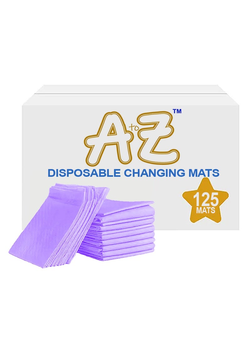 A to Z - Disposable Changing Mat size (45cm x 60cm) Large- Premium Quality for Baby Soft Ultra Absorbent Waterproof - Pack of 125 - Lavender