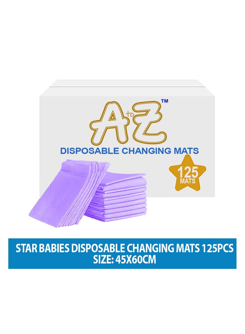 A to Z - Disposable Changing Mat size (45cm x 60cm) Large- Premium Quality for Baby Soft Ultra Absorbent Waterproof - Pack of 125 - Lavender