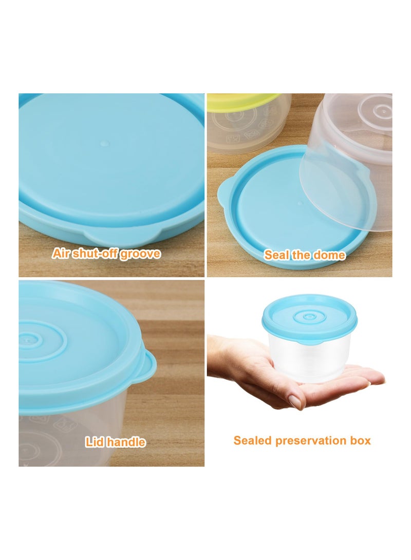 6Pcs Small Food Containers with Lids 160ML Plastic Snack Pots Airtight Kitchen Reusable Stackable Pots for Lunch Microwave Freezer Safe and Dishwasher