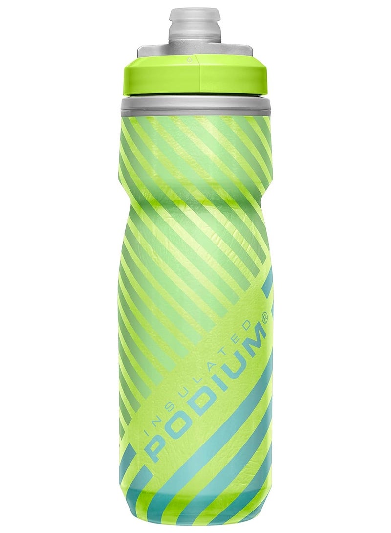 Podium Chill Water Bottle, 21 oz Capacity, Lime/Blue Stripe
