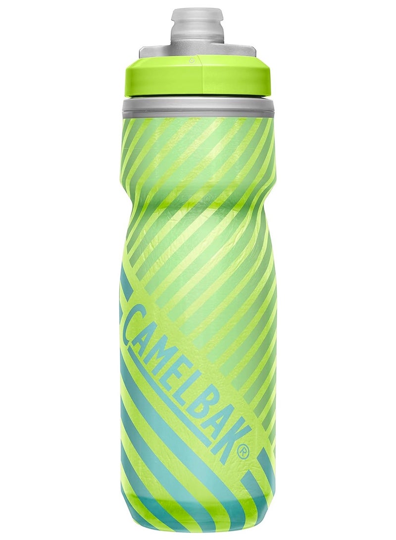 Podium Chill Water Bottle, 21 oz Capacity, Lime/Blue Stripe