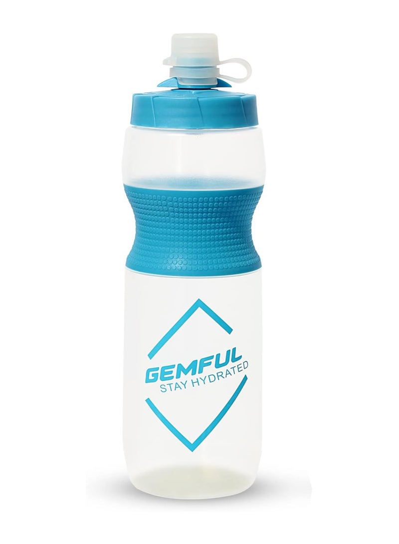 GEMFUL Bicycle Water Bottle BPA-Free Easy Squeeze Road Bike Clear Bottle 750ml Blue