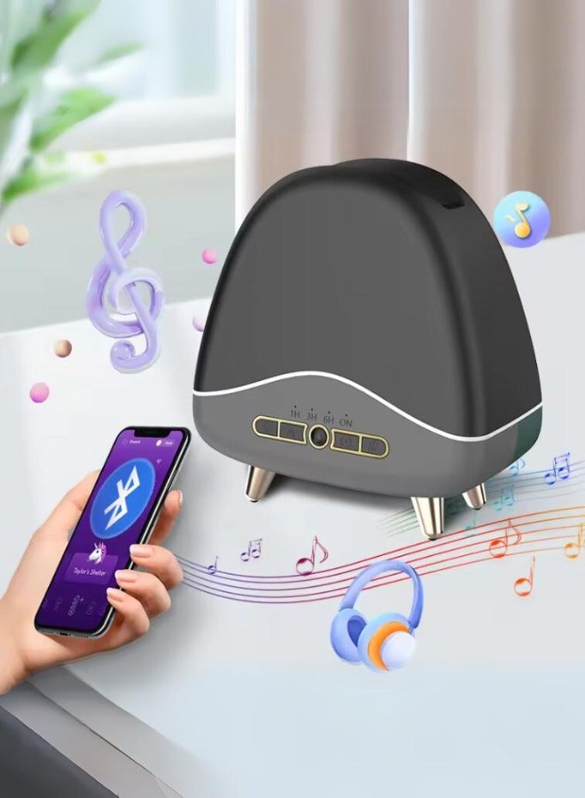Simulated flame air humidifier, aromatherapy machine, Bluetooth speaker, 300ML colorful portable humidifier with remote control and night light, with Bluetooth and timing functions, USB charging.
