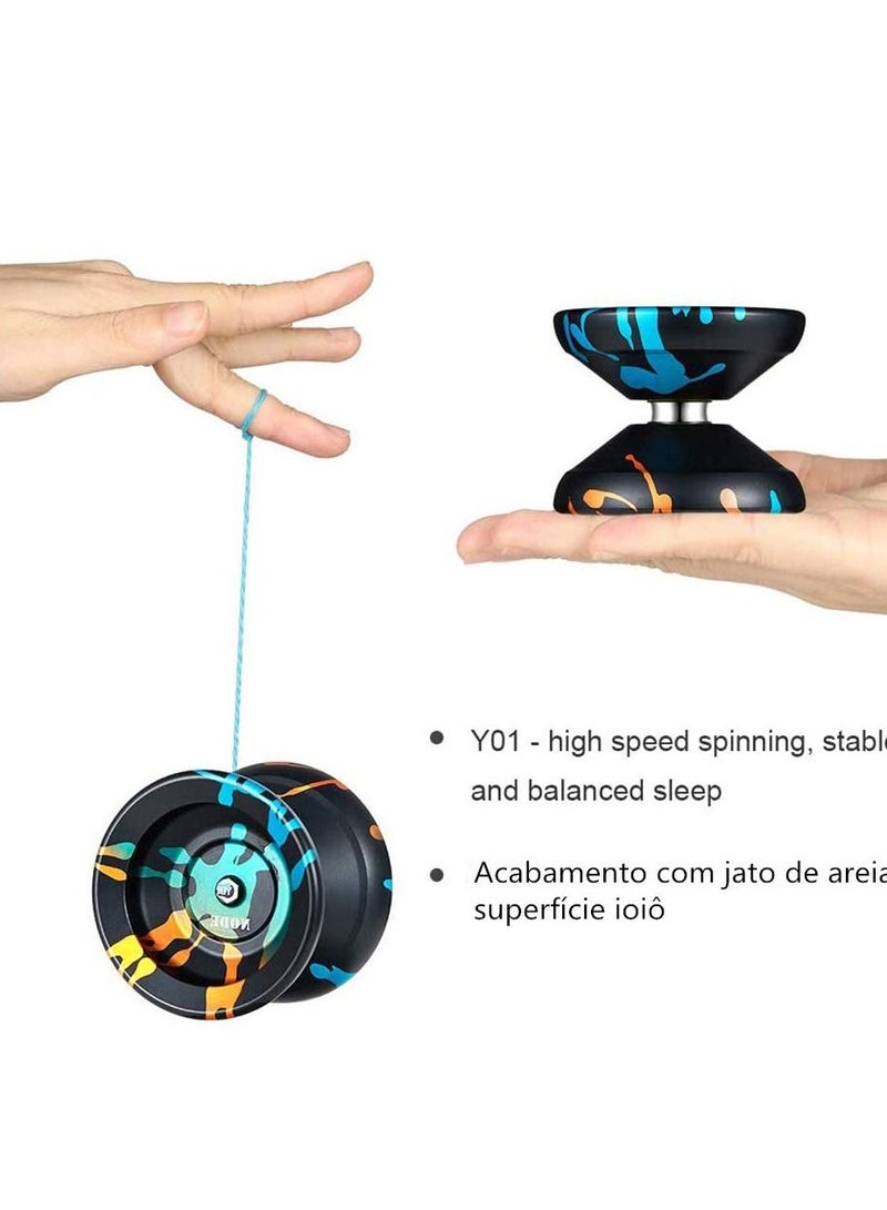 Y01 Professional Yoyo Alloy Unresponsive Yoyo, 10 Ball Stainless KK Bearing Yoyo, Long Spinning Time Prettiest for Advanced Player Yoyo for Kids Beginner with Glove Bag and 5 Yoyo Strings