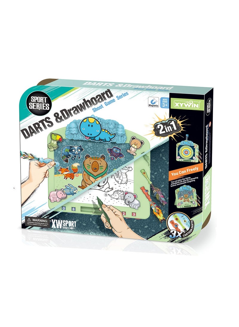 2 in 1 Darts & Drawboard - Shoot Game Series - Sport Series for Kids Ages 3 and Up