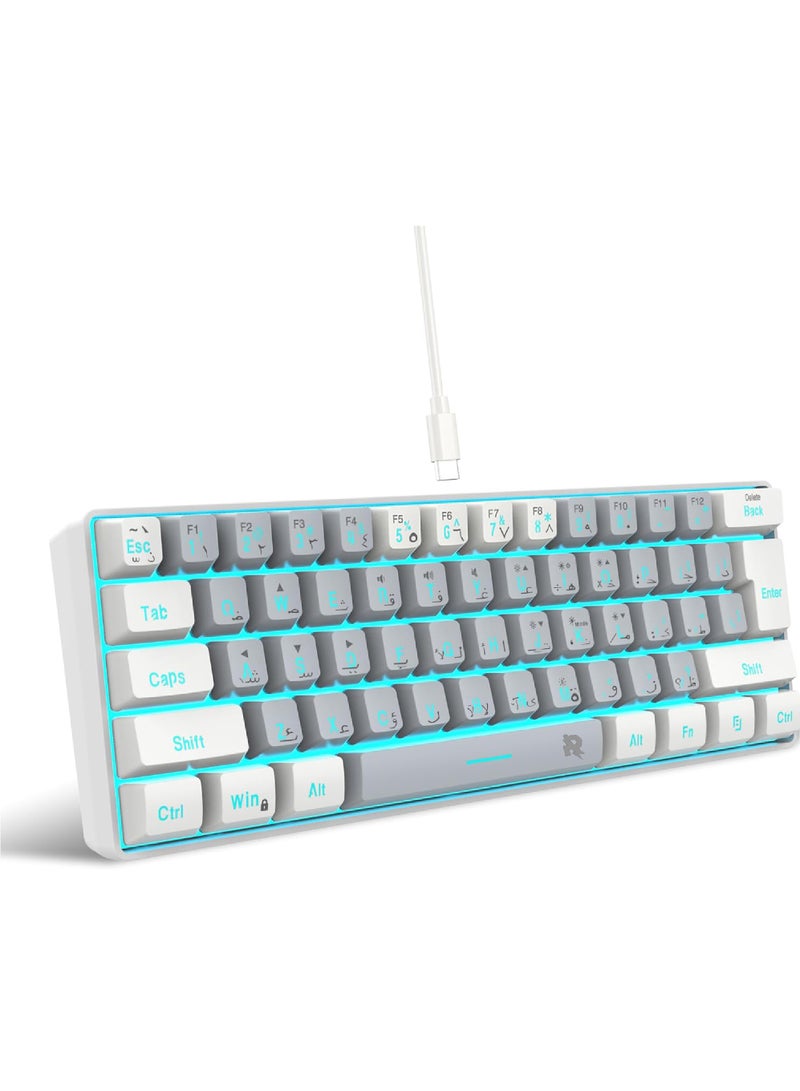 60% Wired Gaming Keyboard RGB Backlit Mini Keyboard Waterproof Small Ultra-Compact 61 Keys Keyboard for PC/Mac Gamer Typist Travel Easy to Carry on Business Trip
