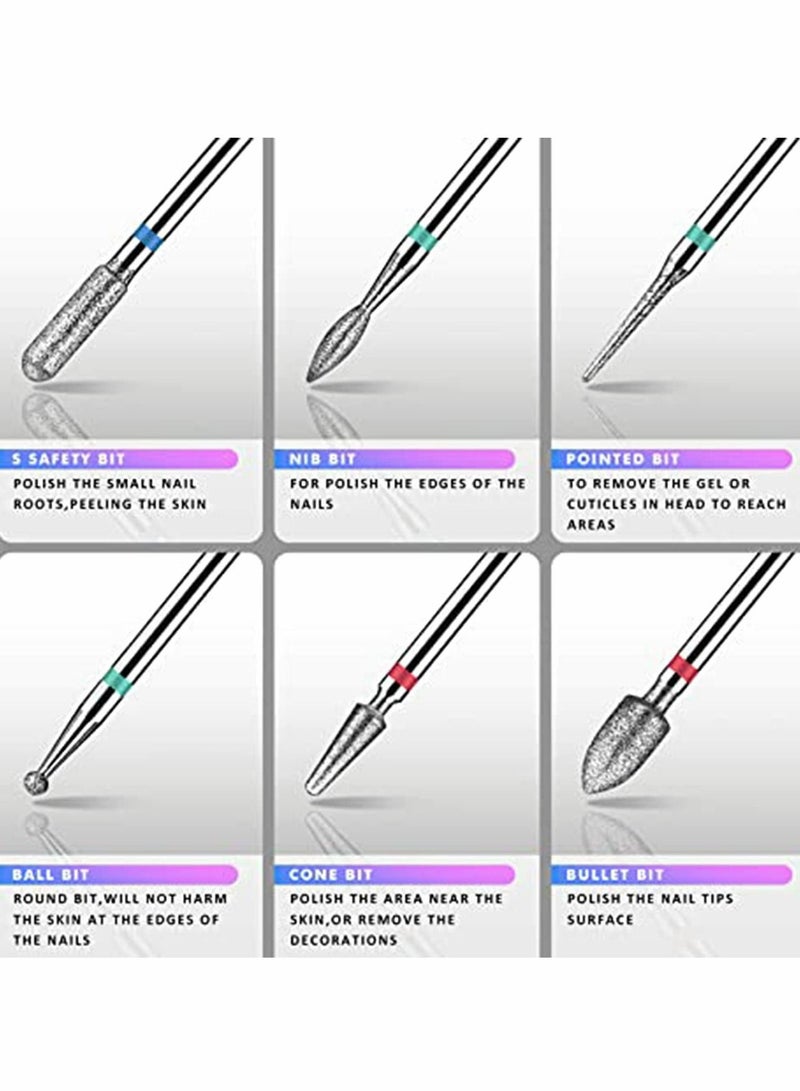 Nail Drill Bits Set - Nail Bits for Nail Drill, Efile Nail Drill Bits for Acrylic Nails 10Pcs 3/32 inch Nail Bits for Gel Nails Cuticle Tools
