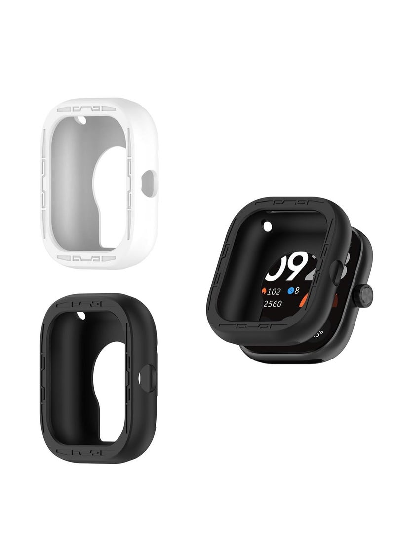 Cases Designed for Redmi Watch 4 ONLY, Soft Silicone Lightweight Shell Drop-proof Scratch-Proof Flexible Protective Case, Black and White, 2 Pcs