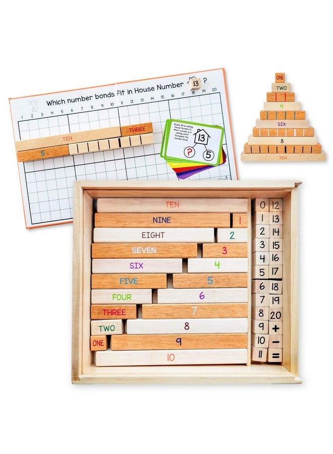 House Of Number Buddies Math Game A Number Bonds Math Toy With Number Rods And Addition & Subtraction Flash Cards A Montessori Material For Kids 48 Years Old