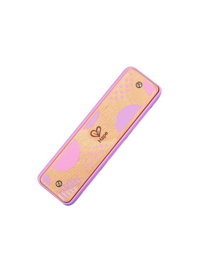 Blues Harmonica 10 Hole Wooden Musical Instrument Toy For Kids Pink (E8918)