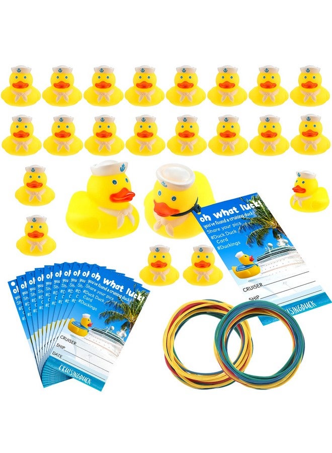 60 Pcs Cruise Ducks Tag Kits Include 20 Rubber Cruise Ducks For Cruise Ships 20 Cruising Rubber Duck Tag Cards 20 Rubber Bands For Hiding Carnival Party Game Ducking Carnival Cruise Supplies