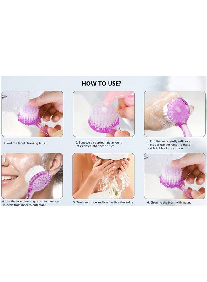 4 Colors Facial Cleansing Brush Beomeen Facial Exfoliating Brush Face Wash Scrub Exfoliator Brush For Makeup Skincare Removal (Blue Pink Purple Clear)