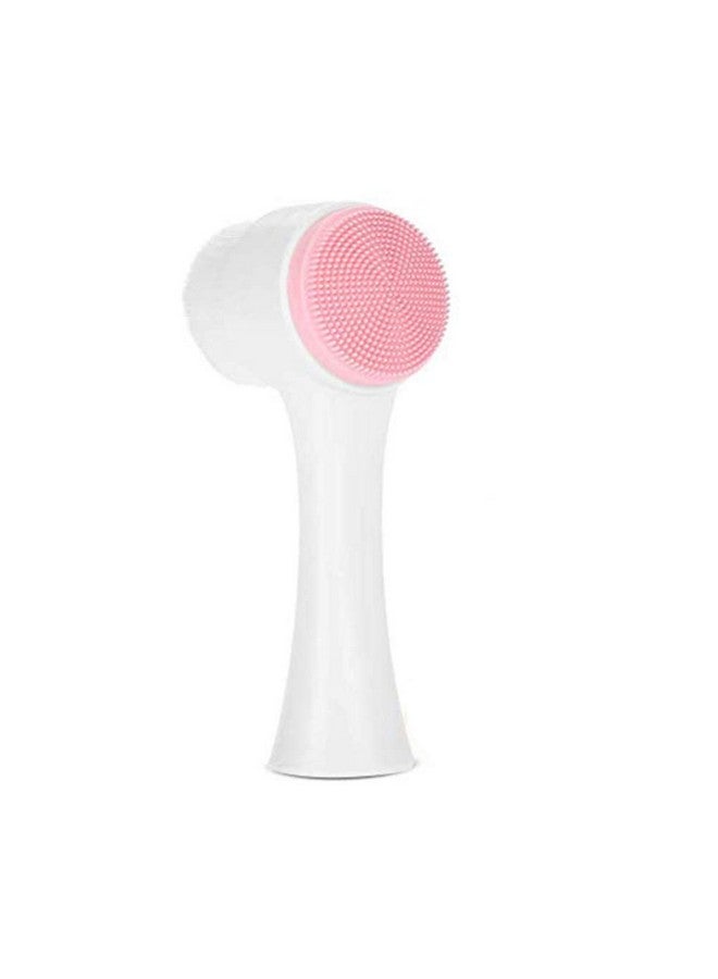 Facial Cleansing Brush Double Sided Clean & Exfoliating & Massage Soft Bristles Silicon Face Pore Cleanse Blackhead Acne Dry Or Wet Multipurpose(Pink)