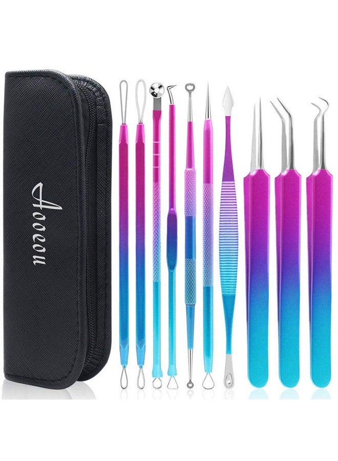 Blackhead Remover Tool Kit Aooeou 10 Pcs Professional Pimple Popper Tool Easy Removal For Pimples Blackheads Zit Removing Forehead And Nose(Colorful)