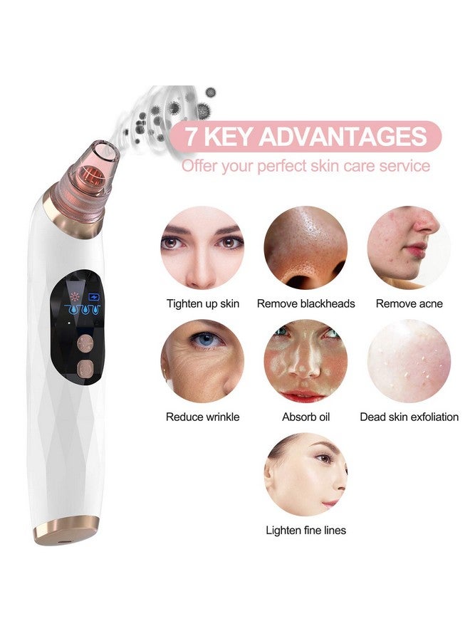 Blackhead Remover Pore Vacuum With Hot Compress 2024 Upgraded Electric Face Cleaner Pore Extractor Pimple Extractor Acne White Heads Removal Tool With 5 Suction Head Lcd Screen And Base