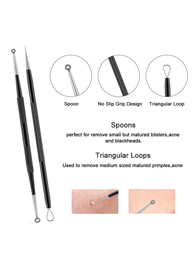 Pimple Popper Tool Kit Aooeou 10 Pcs Professional Blackhead Extractor With Metal Case Easy Removal For Pimples Blackheads Zit Removing Forehead And Nose(Black)