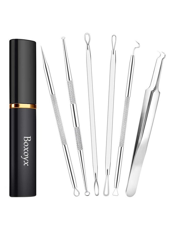 Pimple Popper Tool Kit 6 Pcs Blackhead Remover Comedone Extractor Tool Kit With Metal Case For Quick And Easy Removal Of Pimples Blackheads Zit Removing Forehead Facial And Nose(Silver)