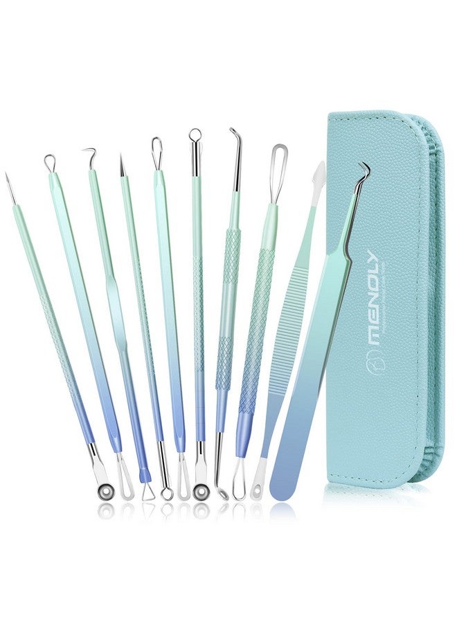 Pimple Popper Tool Kit Menoly 10Pcs Blackhead Remover Tools Pimple Extractoracne Tools Acne Kit For Blackheadblemishzit Removing Whitehead Popping And Comedone Extractor Tool With Leather Bag