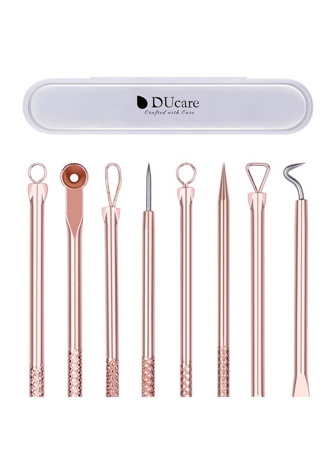 Blackhead Remover Comedone Extractor Acne Removal Kit For Blemish 4Pcs Professional Pimple Popper Tool Kit Stainless Steel (Gold)