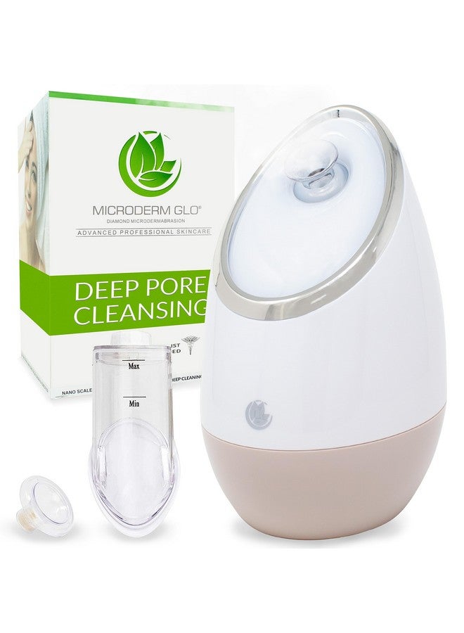 Facial Steamer Spa+ By Microderm Glo Best Professional Nano Ionic Warm Mist Home Face Sauna Portable Humidifier Machine Deep Clean & Tighten Skin Daily Hydration For Maximum Serum Absorption