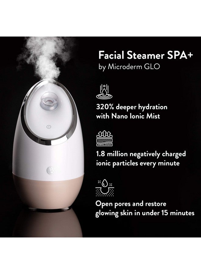Facial Steamer Spa+ By Microderm Glo Best Professional Nano Ionic Warm Mist Home Face Sauna Portable Humidifier Machine Deep Clean & Tighten Skin Daily Hydration For Maximum Serum Absorption