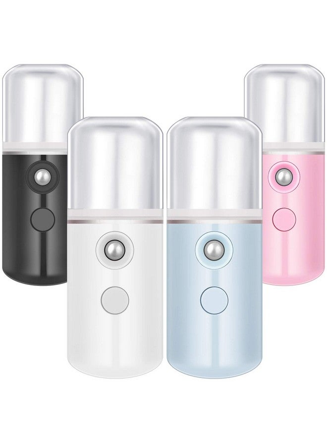 4 Pieces Nano Facial Mister Handy Nano Mist Sprayer 30Ml Visual Water Tank Portable Face Steamer Mini Usb Nano Mister For Lash Extensions Skin Care Makeup (White Light Pink Blue Pink)
