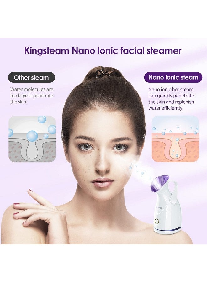 Nano Ionic Facial Steamer Professional Facial Steamer For Deep Cleaning Kingsteam Portable Facial Vaporizador With Aromatherapy Kit And Blackhead Removal Tools For Home Facial Sauna Spa (Purple)