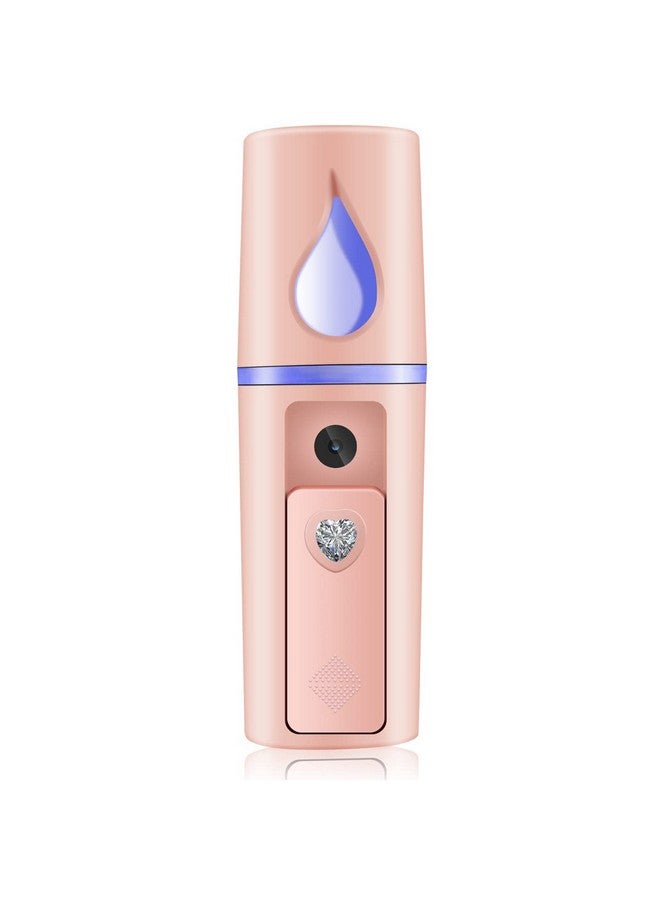 Nano Facial Mister Portable Mist Sprayer With Mirror Mini Cool Mist Spray For Skin Care & Facial Body Moisturized & Eyelash Extensions Usb Rechargeable (Pink)