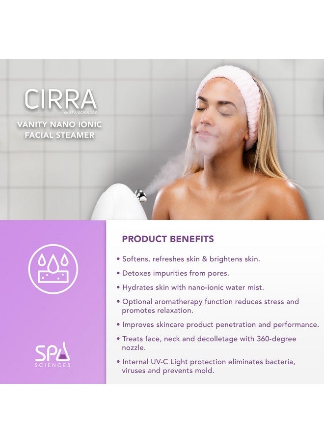 Cirra Nano Ionic Facial Steamer With Uvc Sanitizing Protection Aromatherapy Function Detox Pores And Boost Circulation Includes An Essential Oil Basket