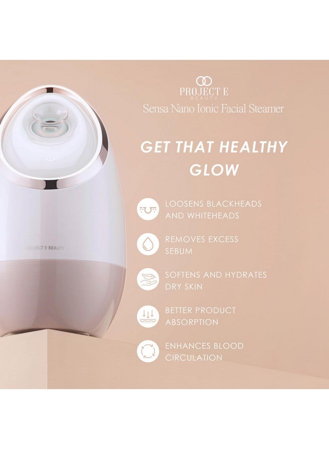 Sensa Nano Ionic Facial Steamer By Project E Beauty Deep Pore Cleansing Warm Mist Sprayer Detoxify & Clarify Complexion Moisturize & Hydrate Home Face Sauna With 3 Essential Oil Baskets