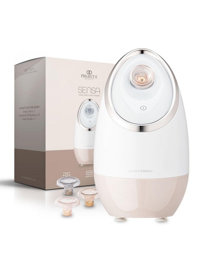 Sensa Nano Ionic Facial Steamer By Project E Beauty Deep Pore Cleansing Warm Mist Sprayer Detoxify & Clarify Complexion Moisturize & Hydrate Home Face Sauna With 3 Essential Oil Baskets