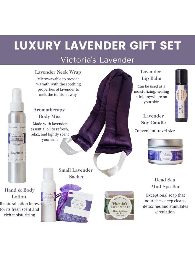 Luxury Gift Basket For Women Neck Wrap Body Mist Hand & Body Lotion Lip Balm Soy Candle Mud Spa Bar & Lavender Sachet Skin Care Sets & Kits Beauty Products For Women