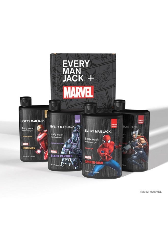 Marvel Collectors Box Body Wash Gift Set Includes Four Body Washes With Clean Ingredients Marvelinspired Fresh Air Coastal Thunder Crimson Oak And Wakanda Herbs Fragrances