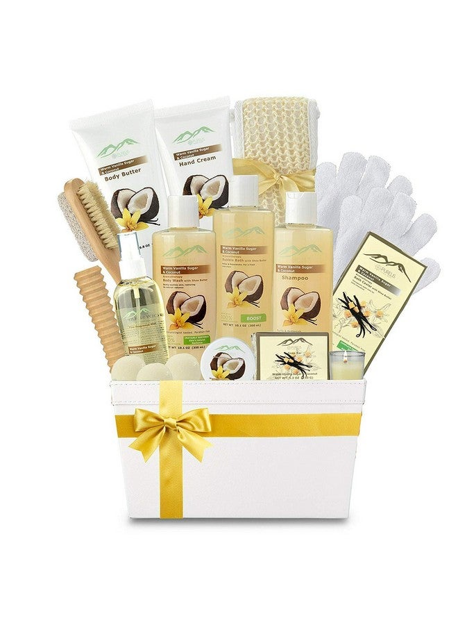 Warm Vanilla Sugar & Coconut Milk Premium Deluxe Bath & Body Gift Basket. Ultimate Large Spa Basket! 1 Spa Gift Basket For Women