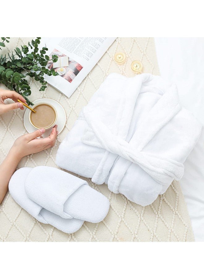 Spa Bathrobe And Slippers Gift Set Robe Gifts Set For Women 6Pcs Flannel Soft Bath Robe Bath Gift Baskets Set With Bathrobe Slippers Body Lotion Bath Bombs Valentine'S Day Gifts