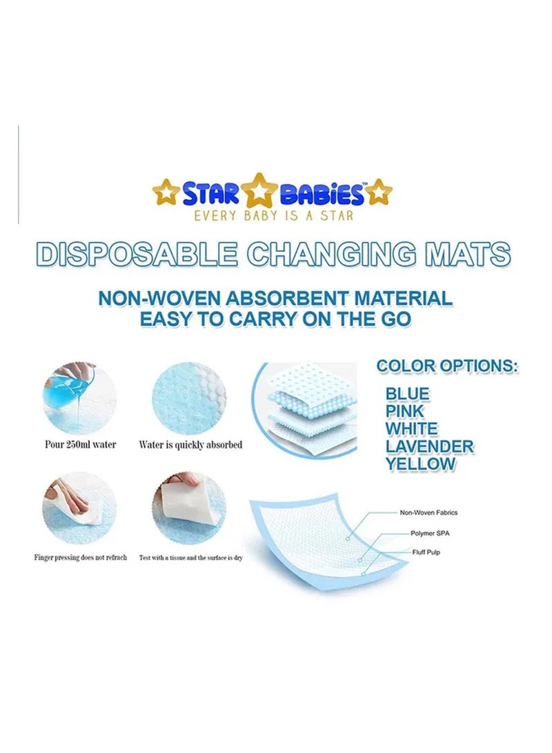A to Z - Disposable Changing Mat size (45cm x 60cm) Large- Premium Quality for Baby Soft Ultra Absorbent Waterproof - Pack of 130 - Blue