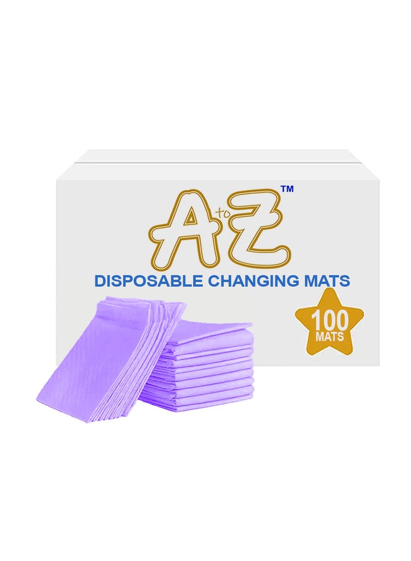 A to Z - Disposable Changing Mat size (45cm x 60cm) Large- Premium Quality for Baby Soft Ultra Absorbent Waterproof - Pack of 100 -Lavender
