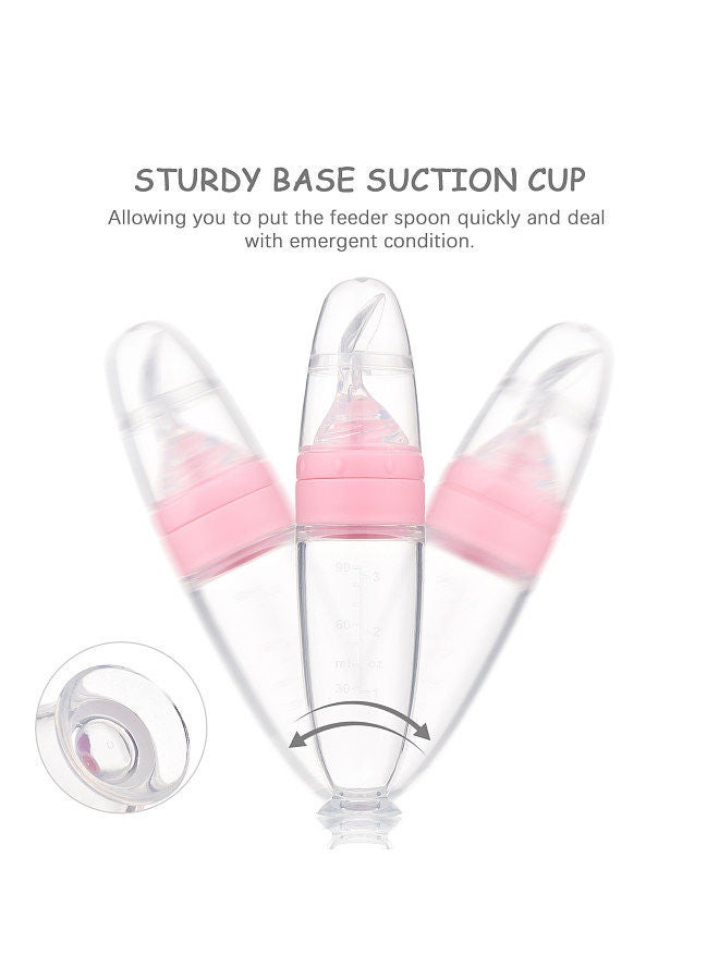 Baby Food Dispensing Spoon Feeder Silicone Pacifier Squeeze Spoon Bottle with Suction Plate for Daily Feeding Travel Boys Girls