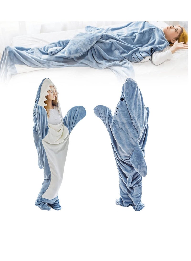 Super Soft Cozy Shark Blanket Hoodie for Adults and Children - Wearable Shark Onesie Blanket Sleeping Bag - Cosplay Shark Costume - Perfect Shark Gift for Shark Lovers